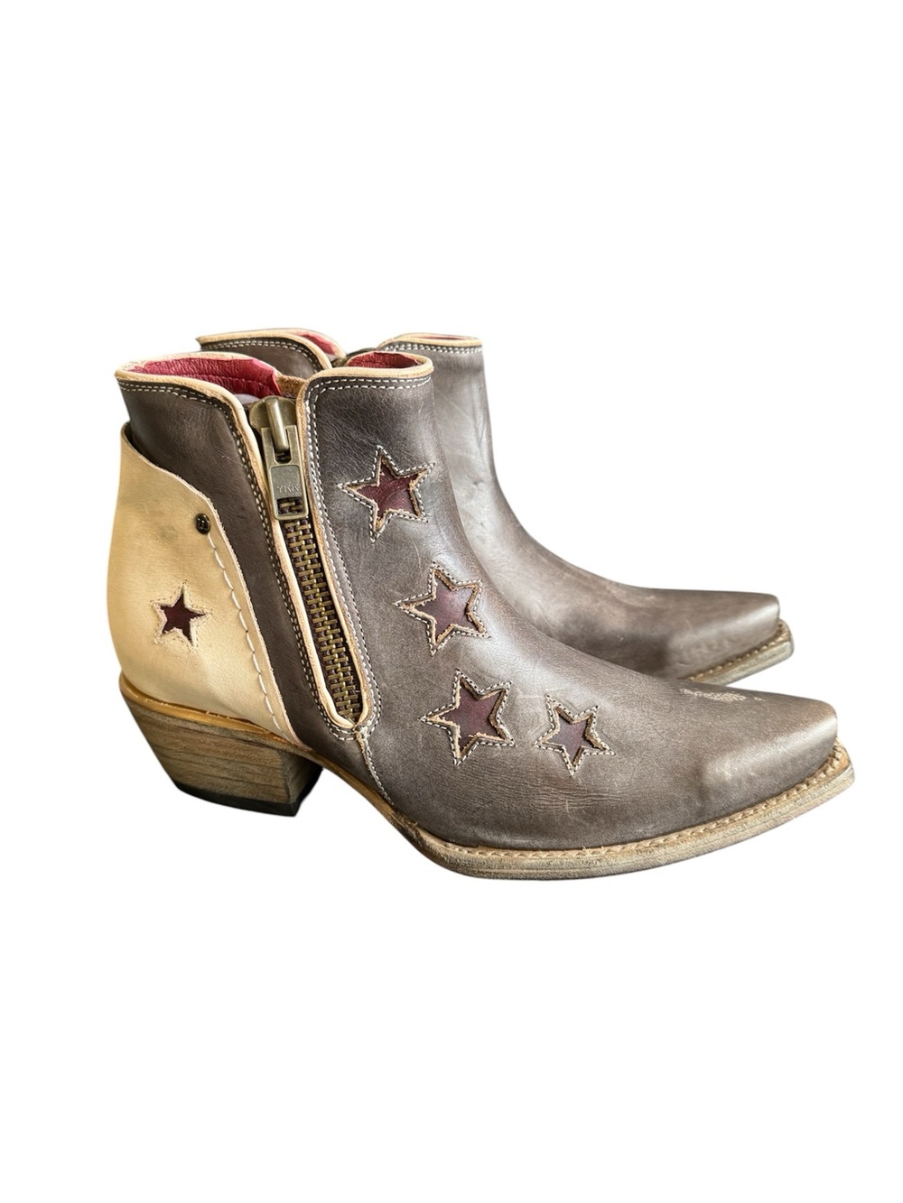 Freebird by Steven Weaver Stars Boots Snip Toe Leather Ankle Coastal Cowgirl 9